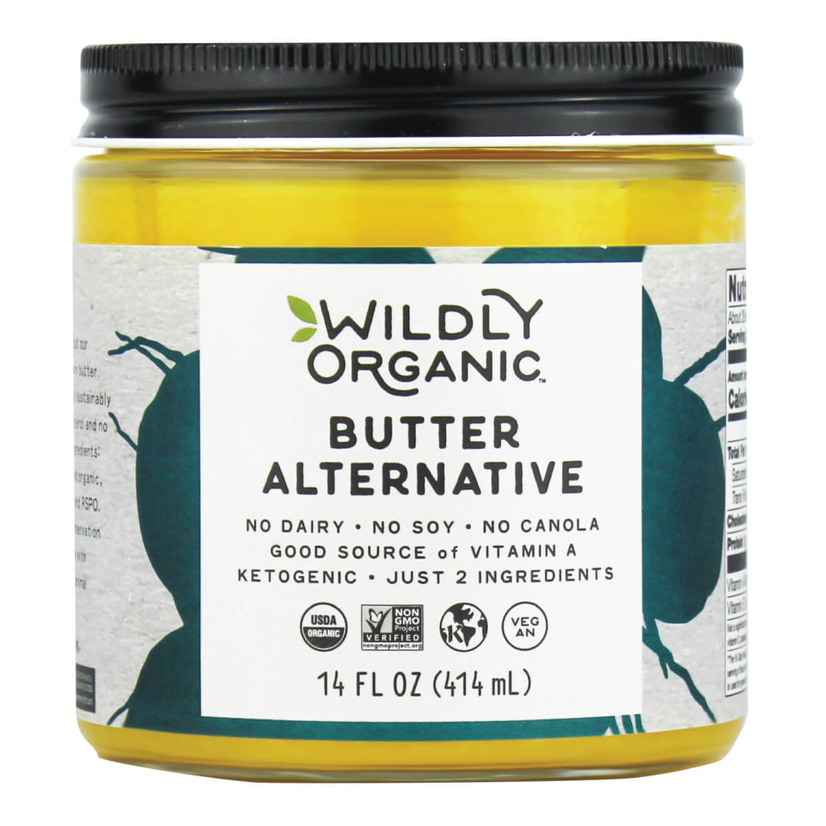 Jar of Wildly Organic Butter Alternative, 14 fl oz, dairy/soy/canola-free, vegan