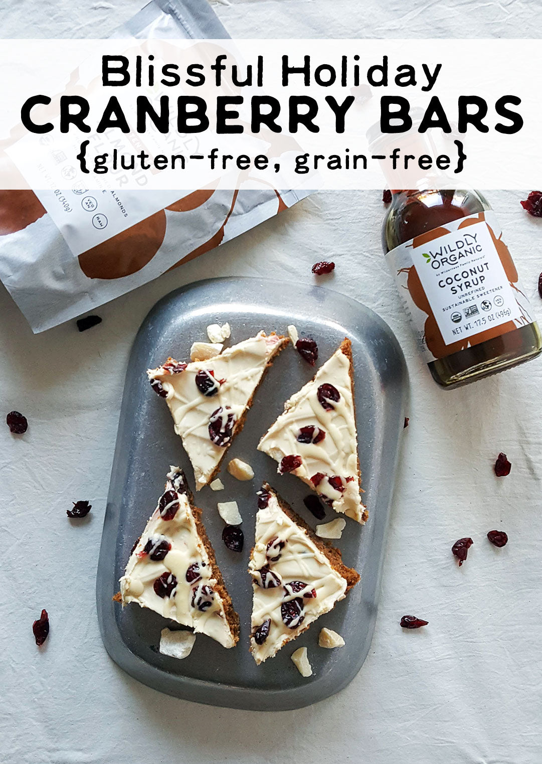 Blissful Holiday Cranberry Bars: Gluten-Free, Grain-Free Treats with Cranberries and Nuts. Perfect for the season