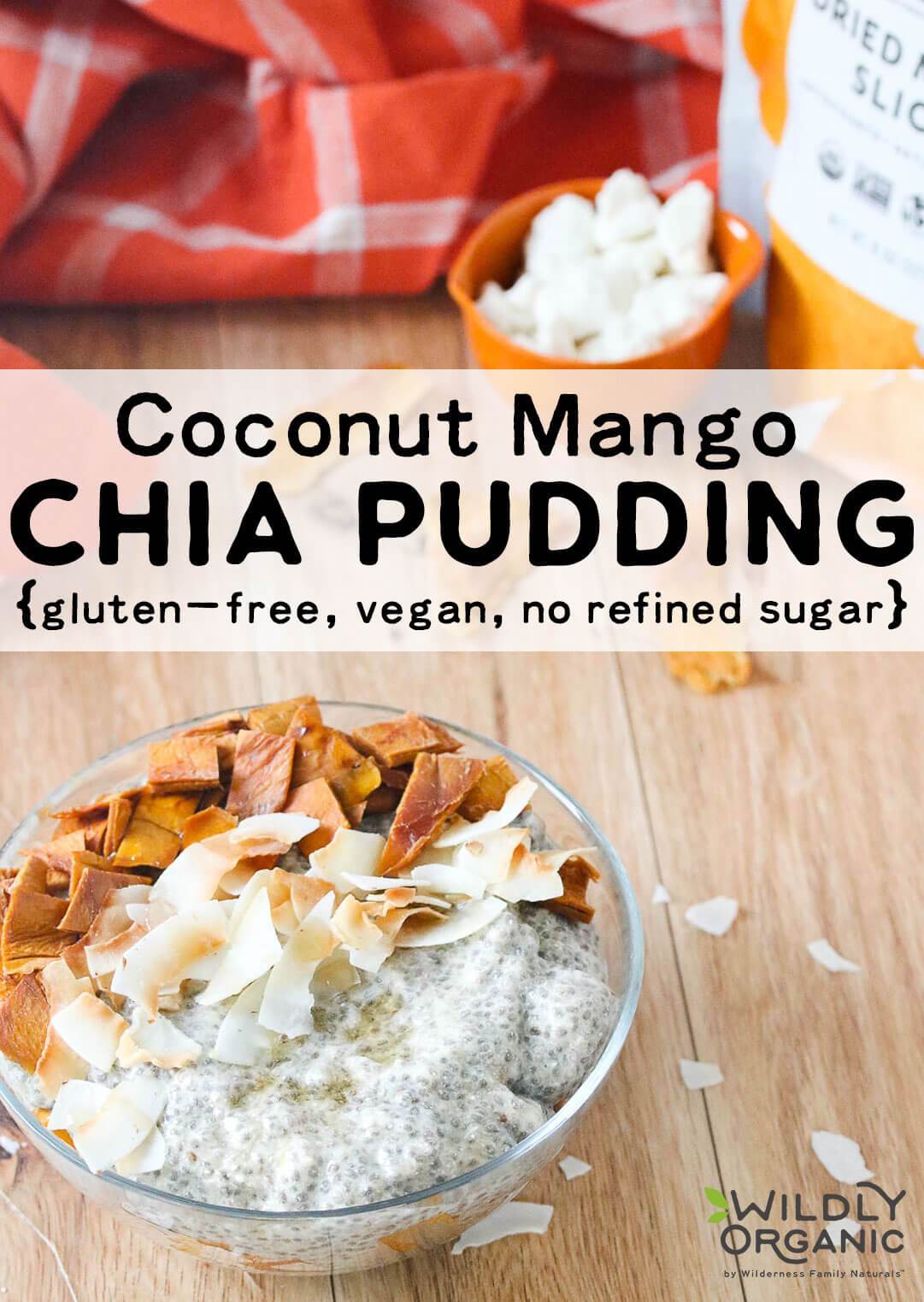 coconut mango chia pudding in a bowl