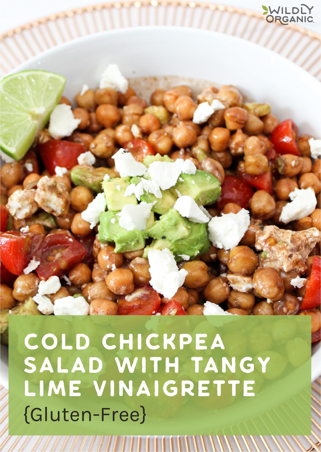 Cold Chickpea Salad with Tangy Lime Vinaigrette {Gluten-Free} Chickpea salad in a white bowl