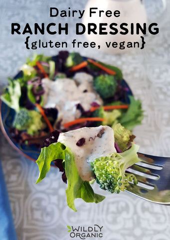 Photo of salad with ranch dressing.
