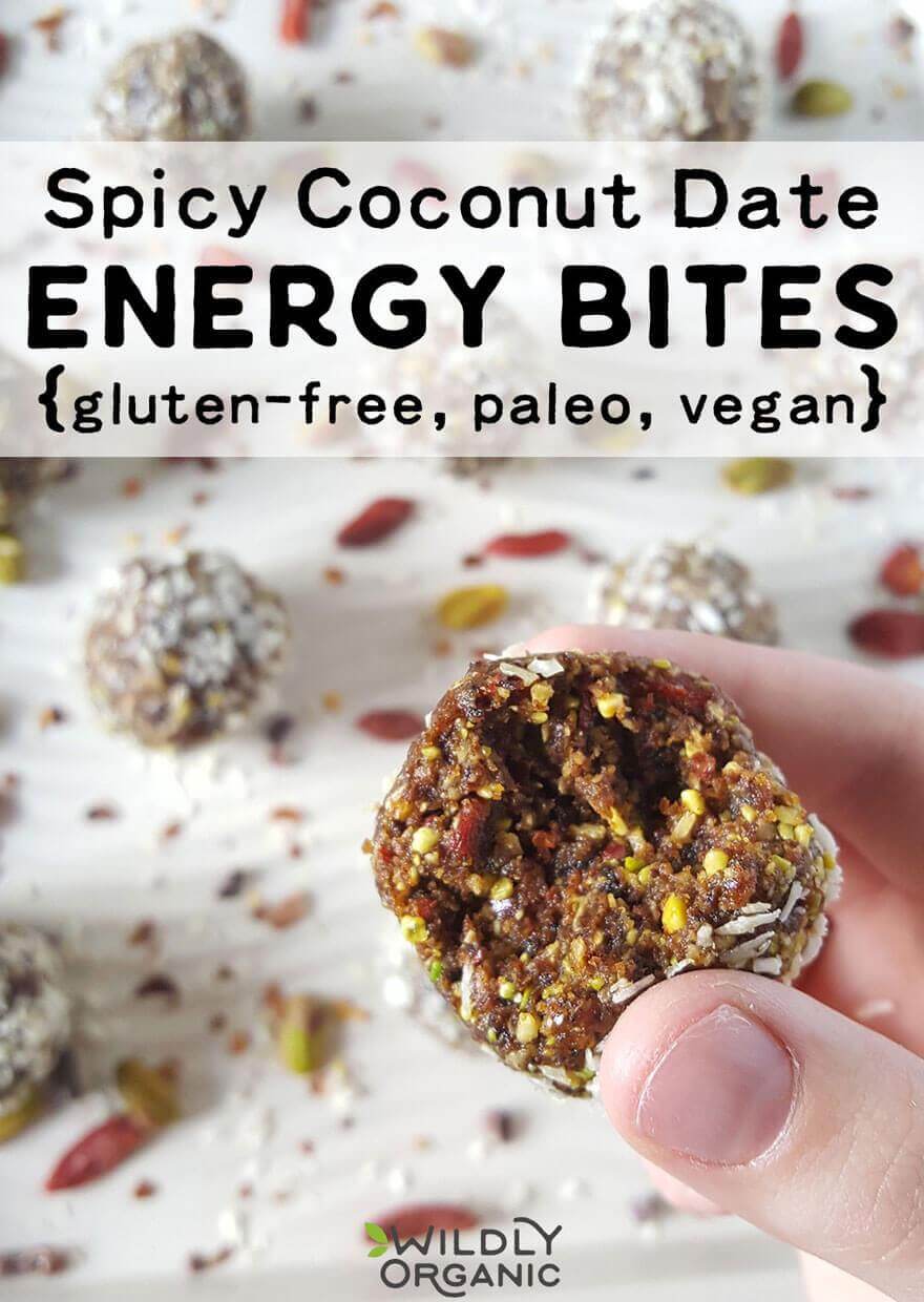 Energy bites with dates and small coconut flakes