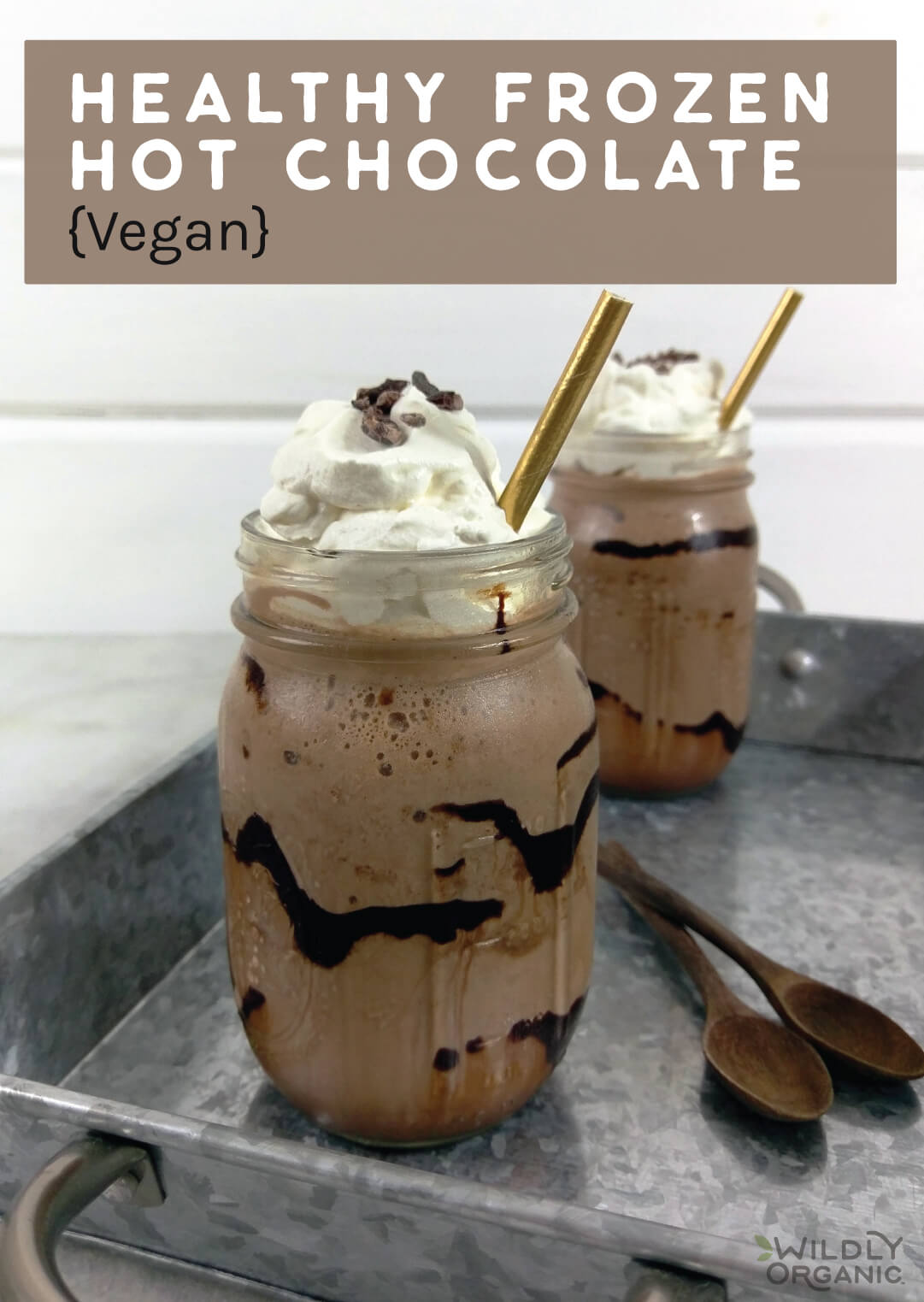 Healthy frozen hot chocolate, a vegan twist on a classic favorite, rich in chocolate flavor and creamy deliciousness