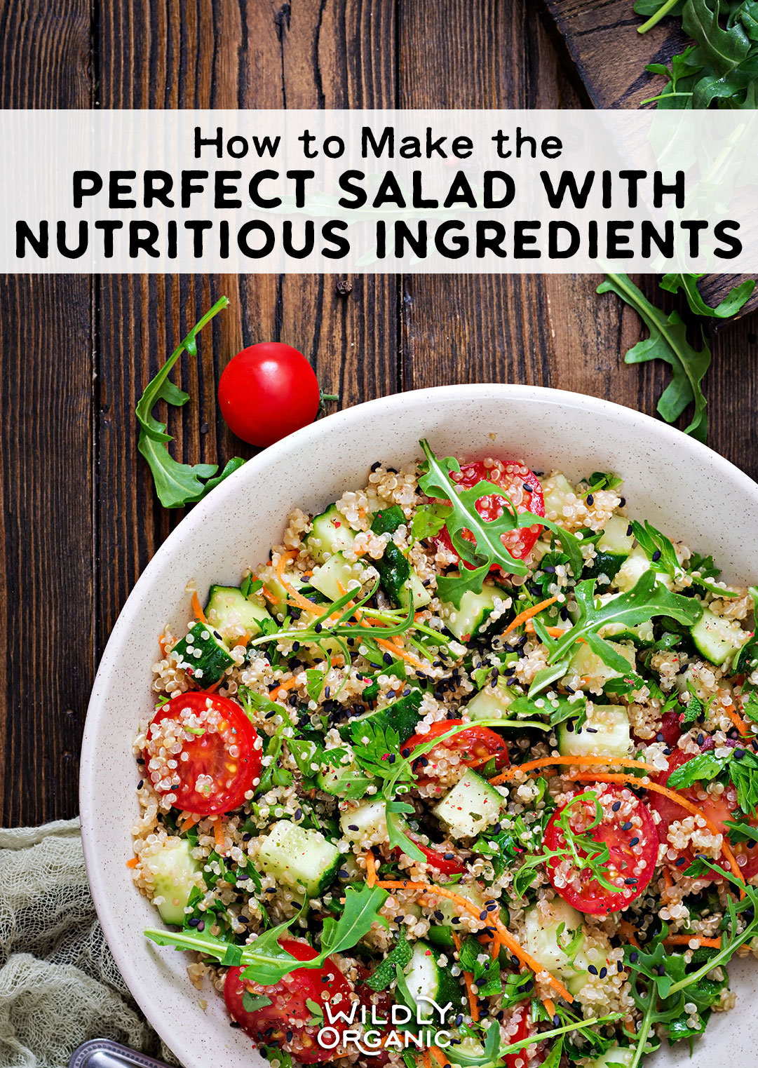 Photo of quinoa salad with nutritious ingredients, showcasing tips for creating the perfect healthy and balanced salad