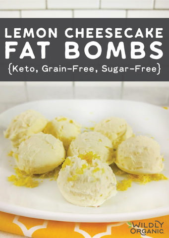 A photo of keto lemon cheesecake fat bombs with fresh lemon zest on a plate.