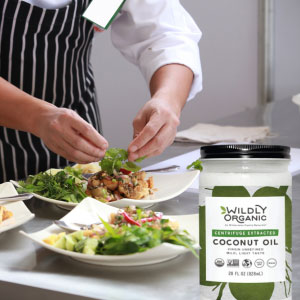 Making salad with coconut oil