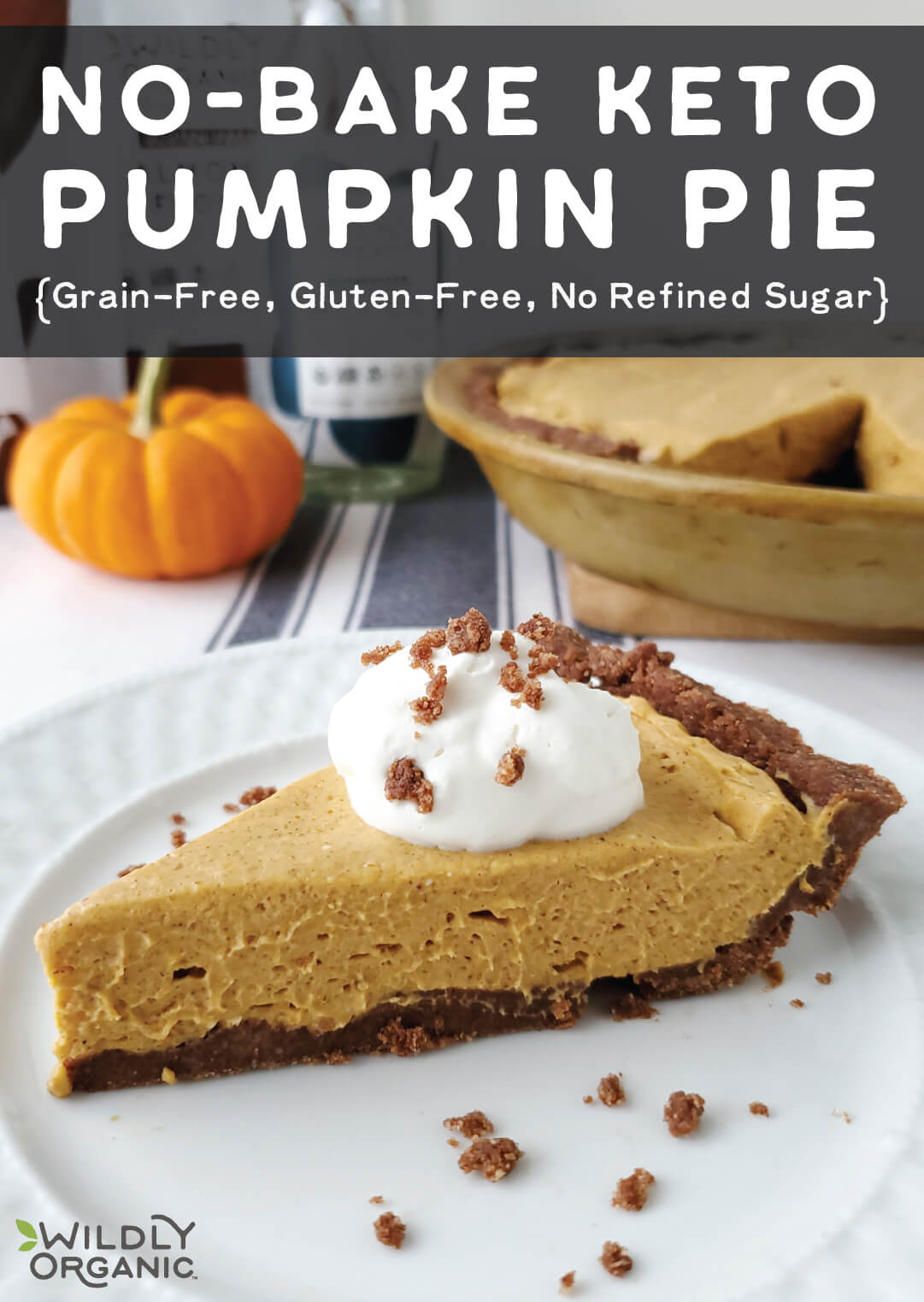 no-bake-pumpkin-pie_main A photo of a slice of no-bake keto pumpkin pie topped with whipped cream.
