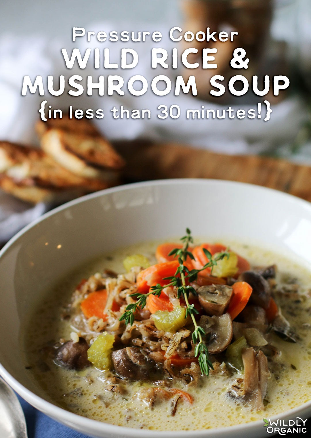 Photo of Pressure Cooker Wild Rice and Mushroom Soup, a nutrient-dense meal with veggies, wild rice, and bone broth