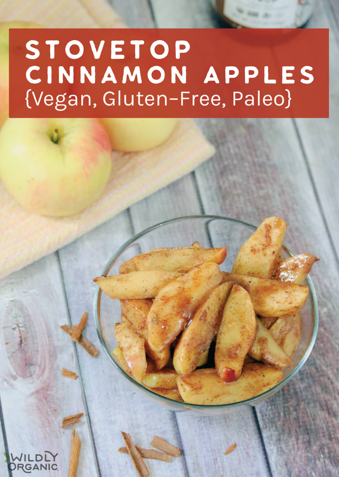 Stovetop cinnamon apples, warm, spiced, and perfect for a vegan, gluten-free, paleo treat