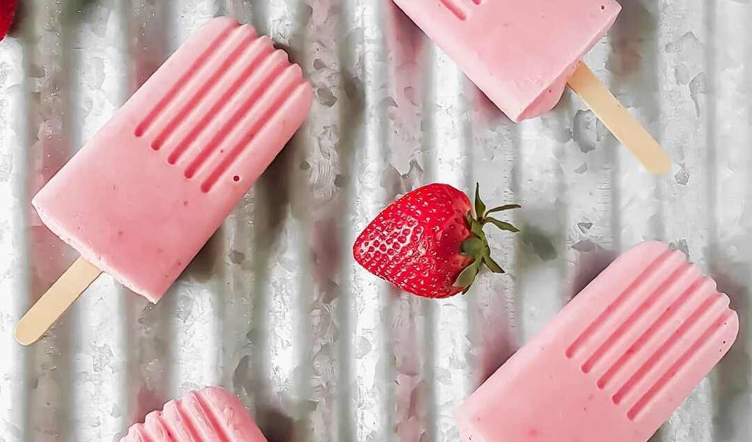 Strawberries & Cream Popsicles by Wildly Organic