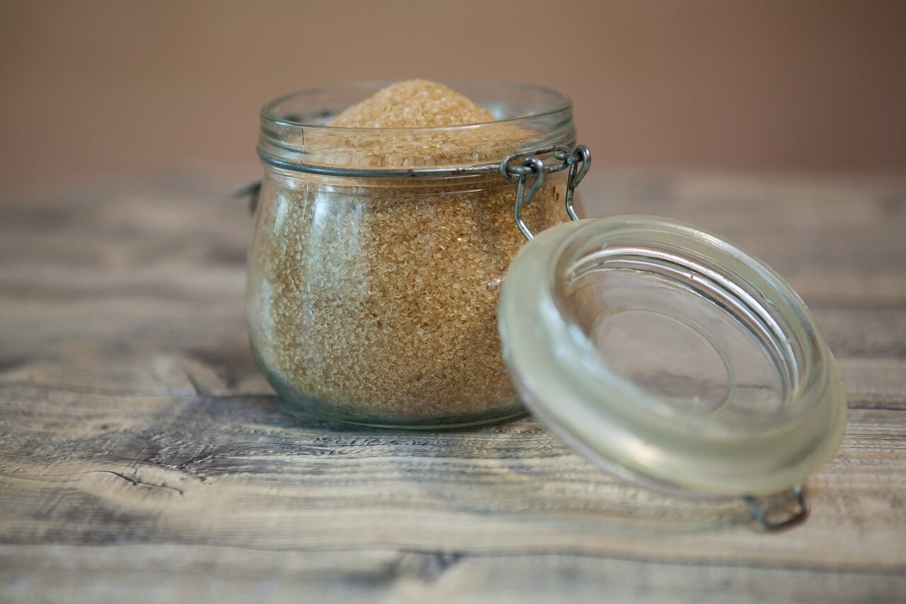 coconut sugar in a glass jar