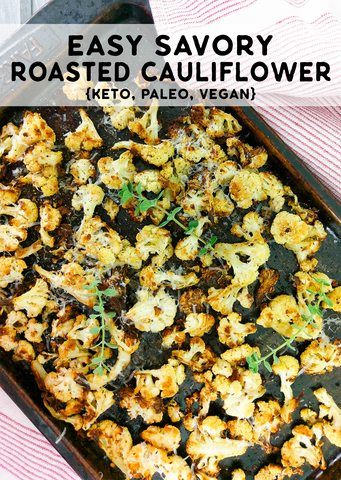 A sheet pan with easy savory roasted cauliflower with coconut oil.