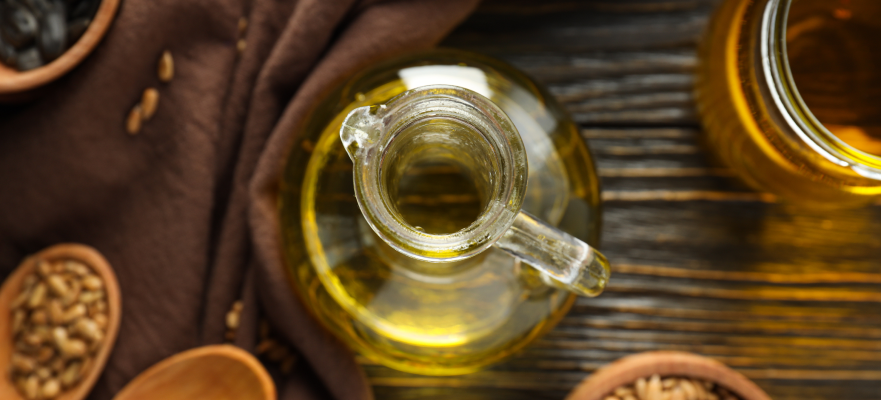 Virgin olive oil in glass jug