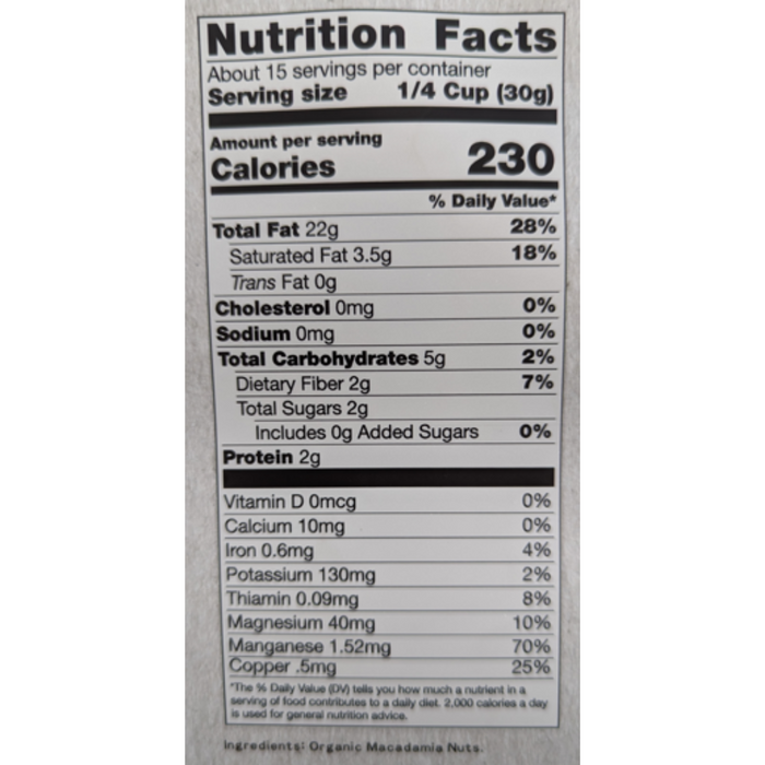 Nuts, Soaked & Dried, Certified Organic, Macadamia